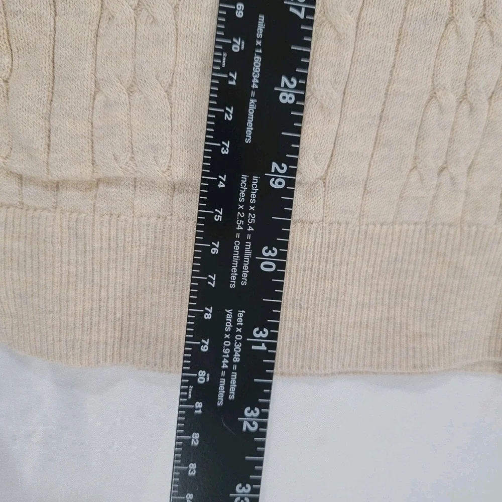 Womens Long Cardigan Size XL Cable Knit Beige Granola Minimalist‎